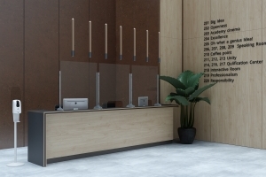 Reception Desk with Free-Standing SafeⓉ Screens